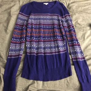 Royal Blue Sweater with Orange and Red Stitching